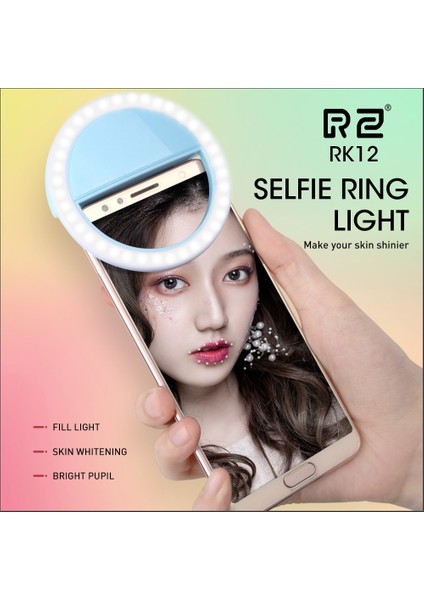 RK12-BLA Taşınabilir Selfie Flaş LED USB Şarj Dolgu Işığı Kamera Telefon Fotoğrafçılığı Halka Işık iPhone Akıllı Telefon Için Fotoğraf Artırıcı (Yurt Dışından) fiyatları