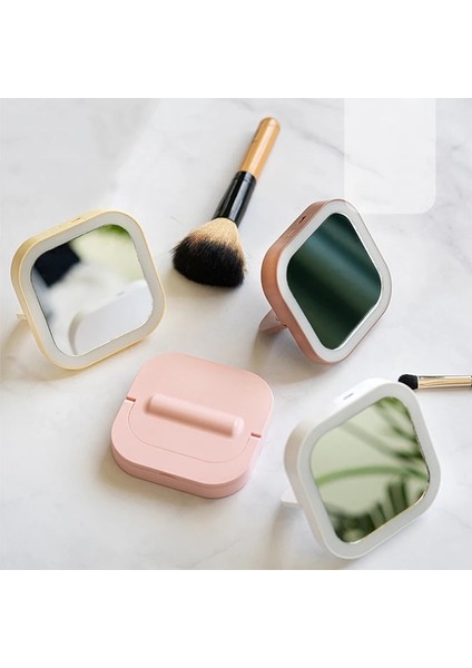 Sarı Ayna Katlanır Makyaj Aynası Ayarlanabilir Kademesiz Karartma LED Kendinden Işık Ayna USB Şarj Taşınabilir Seyahat Çok Fonksiyonlu Ayna (Yurt Dışından) modelleri