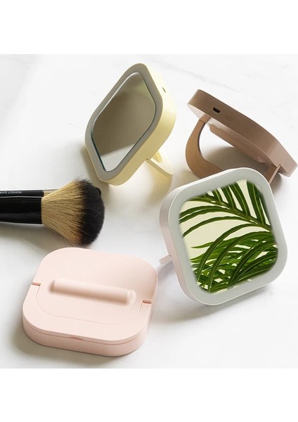 Sarı Ayna Katlanır Makyaj Aynası Ayarlanabilir Kademesiz Karartma LED Kendinden Işık Ayna USB Şarj Taşınabilir Seyahat Çok Fonksiyonlu Ayna (Yurt Dışından) fırsatları