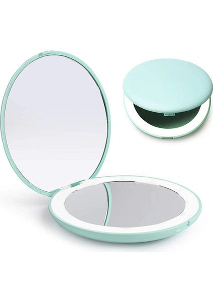 Siyah LED Seyahat Makyaj Aynası, 9cm Işıklı Kompakt Ayna, 10X Büyütme, El Tipi, Çift Taraflı, Portatif Katlanır Ayna (Yurt Dışından) fiyatları