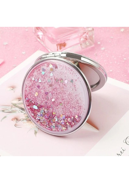 Kare Pembe Parlak Bataklık Makyaj Aynası Taşınabilir Büyüteç El Kare Makyaj Ayakta Vanity Katlanabilir Cep Aynası Sevimli Kompakt Kızlar (Yurt Dışından) modelleri
