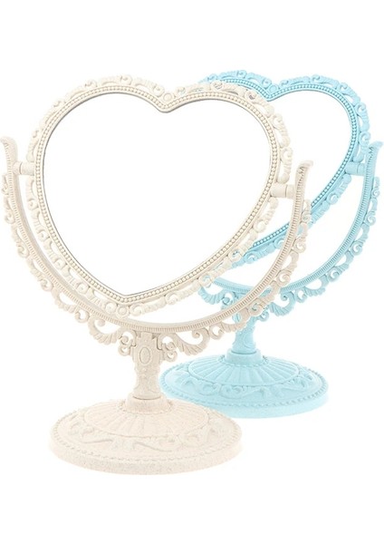 Pembe Kalp Şeklinde Makyaj Aynası Vintage Avrupa Tarzı Akrilik Tek Taraflı Makyaj Aynası 360 Derece Döner Masaüstü Makyaj Araçları (Yurt Dışından) fırsatları