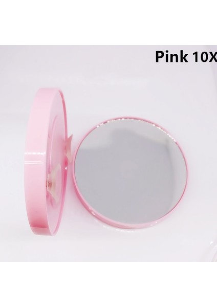 Pembe 10X 10X Büyüteçli Makyaj Aynası, Yuvarlak Ayna 2 Vantuz Yüz Makyajı Kozmetik Emme Tıraş Ev Makyajı Seyahat Temel (Yurt Dışından)
