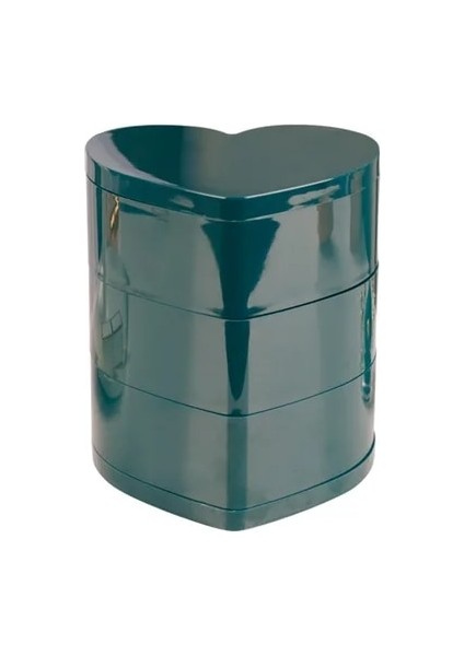 Yeşil Kalp Şeklinde Mücevher Kutusu Pembe Kız Kalp Takı Saklama Kutusu Masaüstü Öğrenci Yurdu Aşk Üç Katlı Makyaj Organizatör Kutusu (Yurt Dışından)