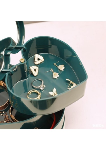 Yeşil Kalp Şeklinde Mücevher Kutusu Pembe Kız Kalp Takı Saklama Kutusu Masaüstü Öğrenci Yurdu Aşk Üç Katlı Makyaj Organizatör Kutusu (Yurt Dışından) fırsatları