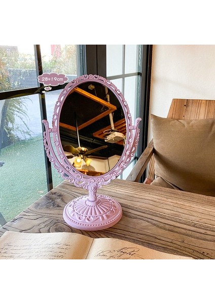 Mor-Avrupa Tarzı Retro Çift Taraflı Makyaj Aynası Güzel Kız Oval Prenses Kozmetik Ayna Yatak Odası Kalp Şeklinde Boy Aynası (Yurt Dışından)