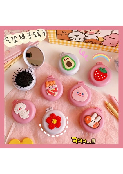 Beyaz Çiçek 1 Adet Sevimli Katlanır Hava Yastığı Tarak Ayna ile Kompakt Cep Boyutu Taşınabilir Seyahat Saç Fırçası Kozmetik Ayna Kafa Masajı Relax (Yurt Dışından) fiyatları