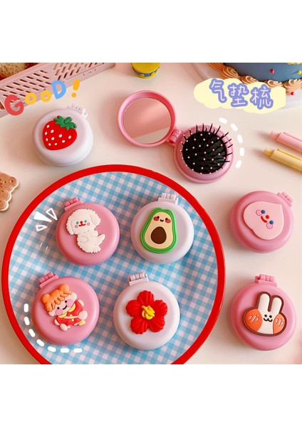 Beyaz Çiçek 1 Adet Sevimli Katlanır Hava Yastığı Tarak Ayna ile Kompakt Cep Boyutu Taşınabilir Seyahat Saç Fırçası Kozmetik Ayna Kafa Masajı Relax (Yurt Dışından) indirimleri