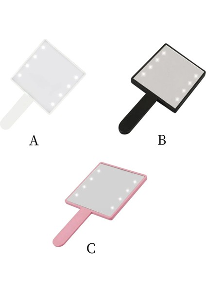 Beyaz 01 Makyaj Aynası LED Işık ile 8x LED Boncuklu El Küçük Kare Kozmetik Ayna Hediye Kadın Için Taşınabilir Kompakt Seyahat Için (Yurt Dışından) fiyatları