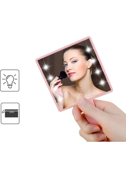 Beyaz 01 Makyaj Aynası LED Işık ile 8x LED Boncuklu El Küçük Kare Kozmetik Ayna Hediye Kadın Için Taşınabilir Kompakt Seyahat Için (Yurt Dışından) indirimleri