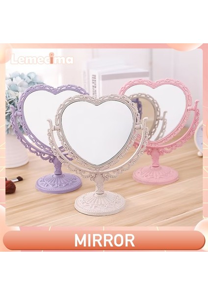 Mor Retro Avrupa Tarzı Çift Taraflı Makyaj Aynası Güzel Kız Oval Prenses Kozmetik Ayna Yatak Odası Kalp Şeklinde Boy Aynası (Yurt Dışından) fiyatları