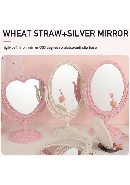 Mor Retro Avrupa Tarzı Çift Taraflı Makyaj Aynası Güzel Kız Oval Prenses Kozmetik Ayna Yatak Odası Kalp Şeklinde Boy Aynası (Yurt Dışından) modelleri