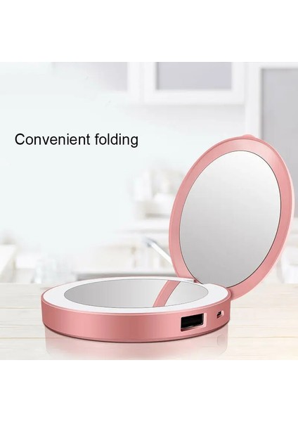 1 Adet Pembe LED 5x Büyüteç Katlanır Cep Aynası Kozmetik Kompakt Işıkları Lambaları ile Cep Telefonu Için Taşınabilir Makyaj Şarjı (Yurt Dışından) indirimleri