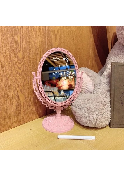C-Pembe Ins Kore Tarzı Kalp Şeklinde Kozmetik Ayna Akrilik Şeffaf Taban Makyaj Aynası Çift Taraflı Ev Yatak Odası Masaüstü Ayna (Yurt Dışından)