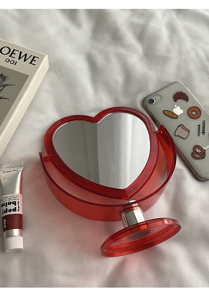 C-Pembe Ins Kore Tarzı Kalp Şeklinde Kozmetik Ayna Akrilik Şeffaf Taban Makyaj Aynası Çift Taraflı Ev Yatak Odası Masaüstü Ayna (Yurt Dışından) indirimleri