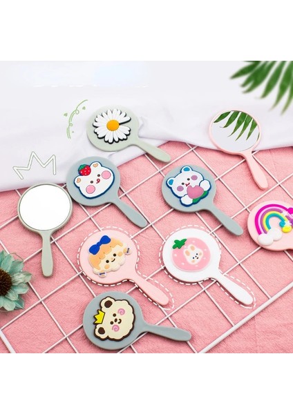 Papatya Kore Sevimli Mini Makyaj Aynaları Taşınabilir El Cep El Aynası Çilek Ayı Gökkuşağı Makyaj Vanity Kompakt Minik Ayna (Yurt Dışından) modelleri