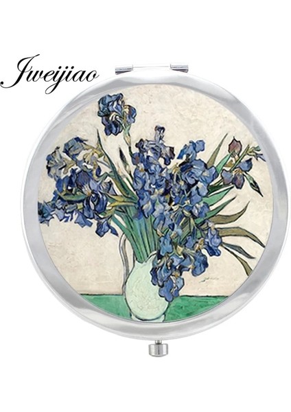 ZZ83 Youhaken Yıldızlı Gece Van Gogh Resimleri Cam Cabochon Makyaj Aynası Floding Yuvarlak Kompakt El Cep Aynası Espejo (Yurt Dışından)