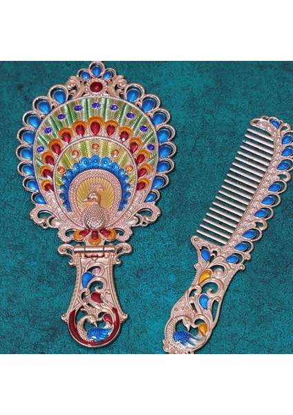 4 2 Adet/takım Yepyeni Kadın Şık Retro Vintage Cep Aynası Kompakt Makyaj Aynaları Tarak Seti El Makyaj Bronz Delikli (Yurt Dışından) fiyatları