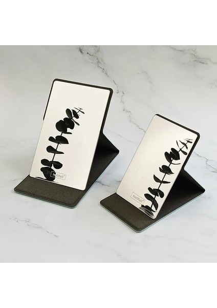 Resim Olarak Taşınabilir Katlanır Paslanmaz Çelik Makyaj Aynası Masaüstü Pu Küçük Ayna Makyaj Güzellik Araçları Seyahat Çanta Aynalar (Yurt Dışından) fırsatları