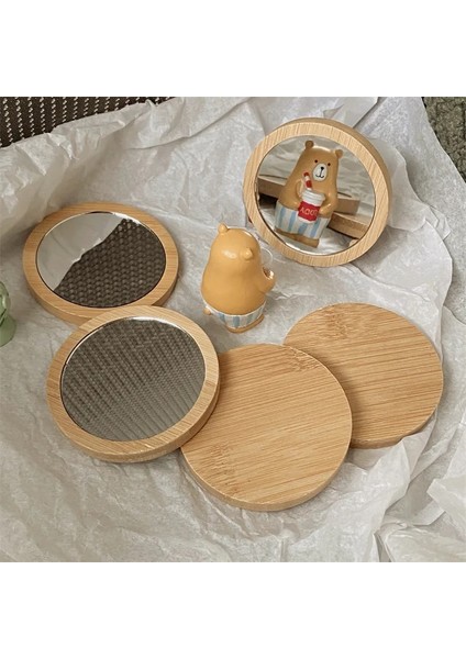 B 1 Adet Saf Ahşap Taşınabilir Ayna Mini Küçük Makyaj Aynası Kadın El Güzellik Makyaj Aynası Küçük Yuvarlak Aynalar (Yurt Dışından) fiyatları