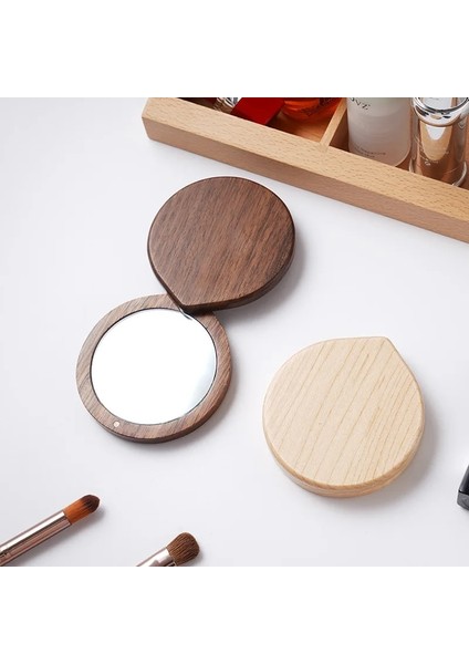B 1 Adet Saf Ahşap Taşınabilir Ayna Mini Küçük Makyaj Aynası Kadın El Güzellik Makyaj Aynası Küçük Yuvarlak Aynalar (Yurt Dışından) indirimleri