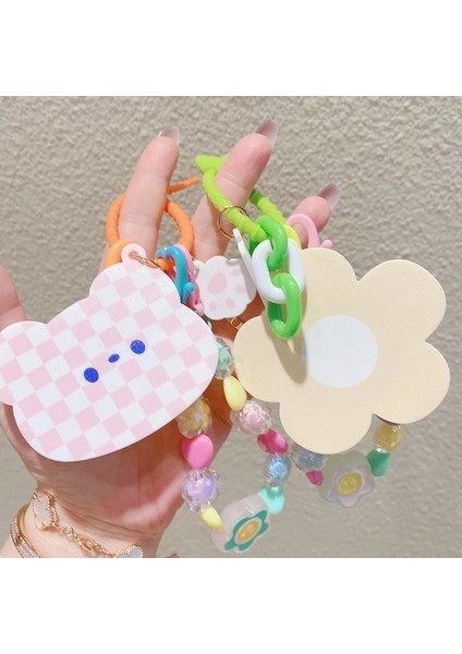 Ekose Ayı Karikatür Taşınabilir Makyaj Aynası Tatlı Sevimli Çanta Anahtarlığı Kolye Anahtarlık Kızlar Cep Kawaii Makyaj Aynası Aksesuarları Dekorasyon (Yurt Dışından) fiyatları