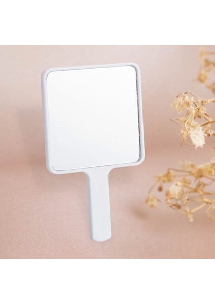 Beyaz Profesyonel Salon Saç Stilisti Büyük El Aynası W/kollu Geniş Açı El Kozmetik Ayna Giyinme Kürek Salon (Yurt Dışından)