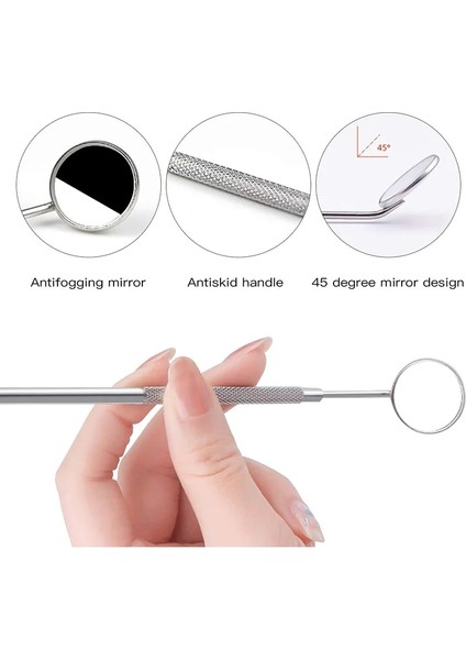 Gümüş Paslanmaz Çelik Diş Ayna Ağız Bakımı Aracı Diş Temizleme Muayene Kolu Ayna Diş Hekimi Ağız Kontrol Makyaj Malzemeleri (Yurt Dışından) fırsatları