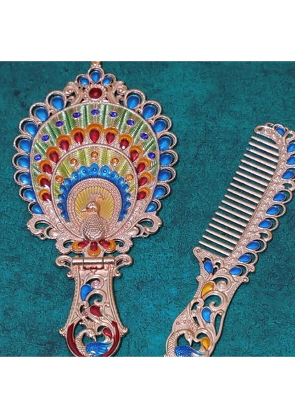 7 2 Adet/takım Yepyeni Kadın Şık Retro Vintage Cep Aynası Kompakt Makyaj Aynaları Tarak Seti El Makyaj Bronz Delikli (Yurt Dışından)