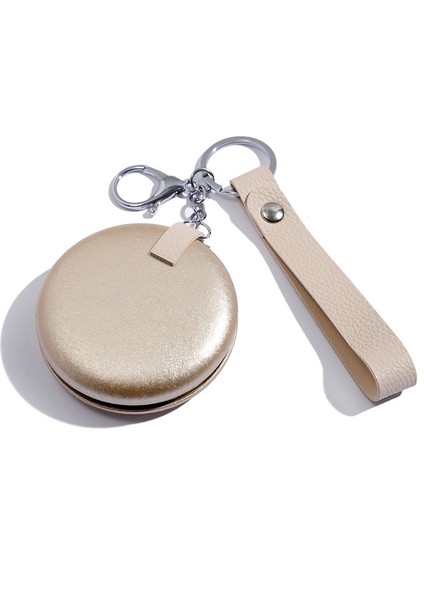 Donanma Yuvarlak Mat Küçük Ayna Taşınabilir Mini Ayna Katlanır Çift Taraflı Ayna Pu Mat Altın El Makyaj Aynası (Yurt Dışından) indirimleri