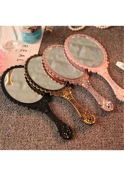 Pembe Vintage Oyma El Makyaj Masası Aynası Makyaj Aynası Spa Salon Makyaj Vanity El Aynası Kolu Kozmetik Kompakt Ayna Kadınlar Için (Yurt Dışından) fiyatları