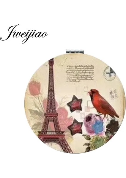 FU69 Youhaken Eyfel Kulesi Katlanır Makyaj Aynası Mini 1x/2x Büyüteç Taşınabilir Yeşil Sanat Fotoğraf Yuvarlak Kompakt Aynalar (Yurt Dışından)