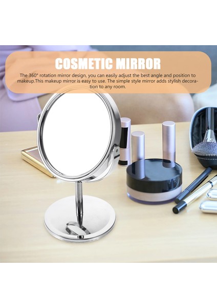 Gümüş Masa Ayna Vanity Masa Üstü Tıraş Erkek Makyaj Masası 360 Kadın Örgü Daire Aynalar (Yurt Dışından)