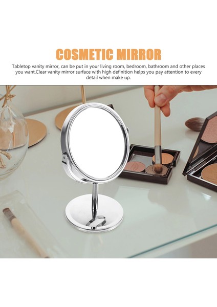 Gümüş Masa Ayna Vanity Masa Üstü Tıraş Erkek Makyaj Masası 360 Kadın Örgü Daire Aynalar (Yurt Dışından)