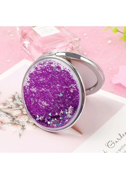 Xz Yuvarlak Mor Mini Sevimli Kompakt Ayna Makyaj Araçları Pembe Büyüteç El Yuvarlak Taşınabilir Petit Seyahat Katlanabilir Cep Kozmetik Espejo Hediye (Yurt Dışından)