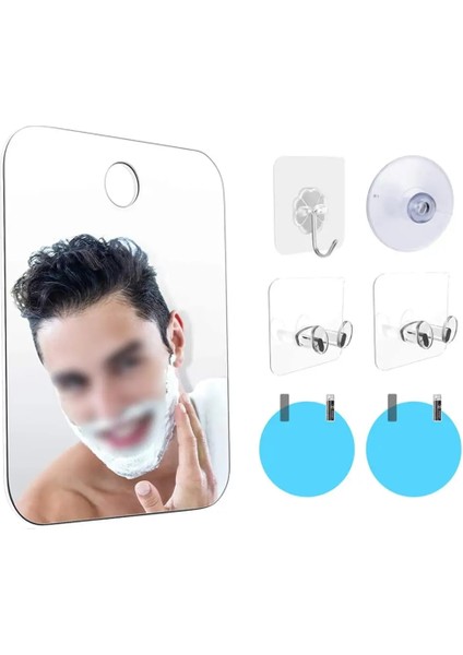 Kare Set Duş Aynası Akrilik Aracı Buğu Önleyici Film Tıraş Aynaları Asılı Kozmetik Görünümlü Cam Banyo Seyahat Için (Yurt Dışından) fırsatları