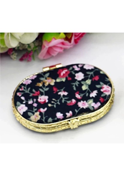 Black-C Vintage Katlanabilir Makyaj Aynası Mini Kalp Yuvarlak Makyaj Makyaj Aynası Taşınabilir El Aynaları Kompakt Ayna Cep Kozmetik Ayna (Yurt Dışından)