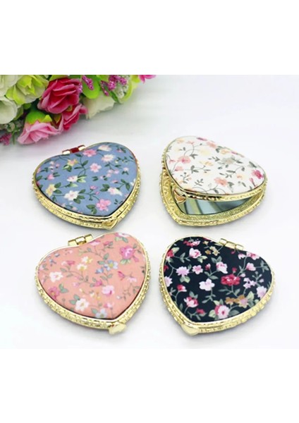 Black-C Vintage Katlanabilir Makyaj Aynası Mini Kalp Yuvarlak Makyaj Makyaj Aynası Taşınabilir El Aynaları Kompakt Ayna Cep Kozmetik Ayna (Yurt Dışından)