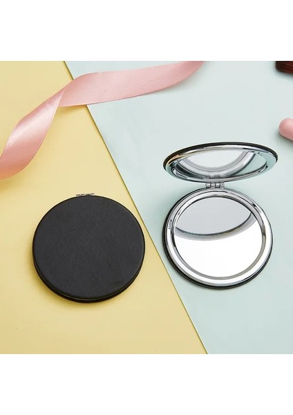 Yuvarlak Siyah Taşınabilir Katlanır Ayna Mini Tek Taraflı Yüksek Çözünürlüklü Yan Çift Büyütme Taşınabilir Makyaj Aynası Yuvarlak Çift Taraflı Ayna (Yurt Dışından)