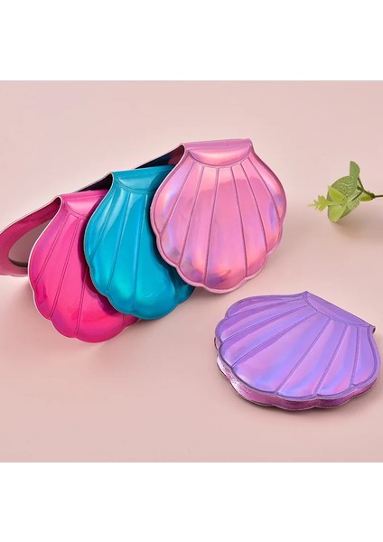 Pembe Lazer Kabuk Glitter 2-Yüz Makyaj Aynası 2x Büyüteç Aynalar Taşınabilir Sevimli Çift Taraflı Katlanır Cep Makyaj Cilt Bakımı Araçları (Yurt Dışından) modelleri