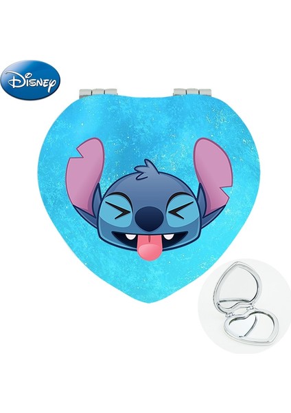 DIY1302 Disney Lilo & Stitch Deri Cep Aynası Komik Mavi Hayvan Kalp Katlanır Makyaj Espejo De Maquillaje Mezuniyet Hediyesi DIY1301 (Yurt Dışından)