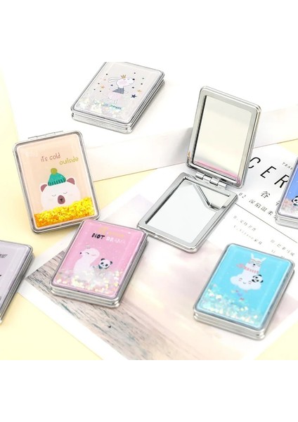 1 Quicksand Makyaj Kare Ayna Sevimli Kız Karikatür Çift Taraflı Ayna Taşınabilir Makyaj Aynası Ev Dekorasyon Aksesuarları (Yurt Dışından) indirimleri