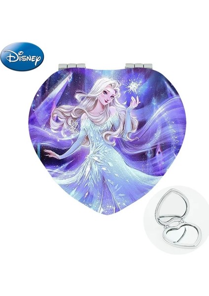 FQY208 Disney Dondurulmuş Cep Aynası Prenses Elsa ve Anna Kalp Şeklinde Katlanır Mini Makyaj Aynaları Çanta Çanta Için Büyüteç FQY193 (Yurt Dışından)