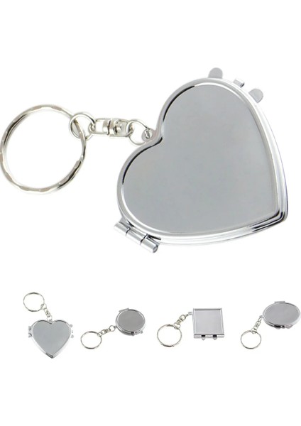 01 Yuvarlak Kalp Oval Kare Şekli Çift Taraflı Kozmetik Ayna Metal Katlanır Anahtarlık Makyaj Mini Ayna (Yurt Dışından) fiyatları