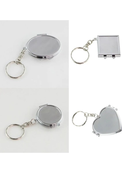 01 Yuvarlak Kalp Oval Kare Şekli Çift Taraflı Kozmetik Ayna Metal Katlanır Anahtarlık Makyaj Mini Ayna (Yurt Dışından) modelleri