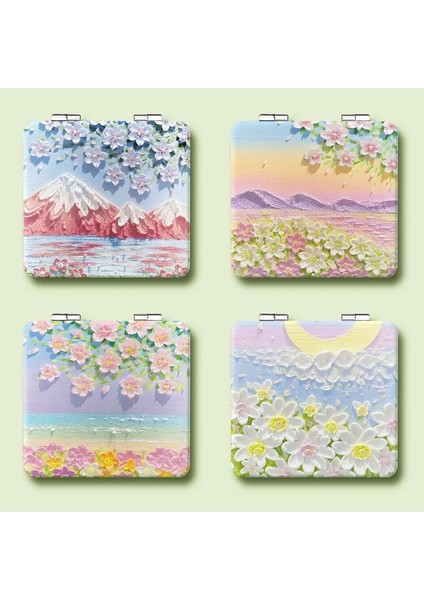 Köpekbalığı Yağlıboya Makyaj Aynası 2x Büyüteç Kozmetik Ayna Taşınabilir Kadın Katlanır Çift Taraflı Küçük Ayna Güzellik Araçları (Yurt Dışından) fırsatları