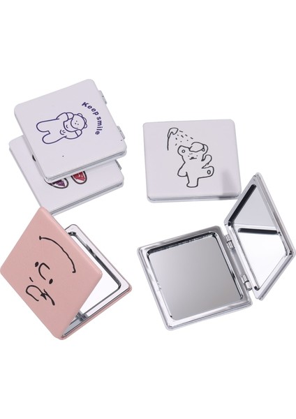 04 1pc Sevimli Küçük Ayı Öğrenci Makyaj Aynası Kadın ve Sevimli Makyaj Aracı Karikatür Taşınabilir Çift Taraflı Küçük Ayna (Yurt Dışından) fiyatları