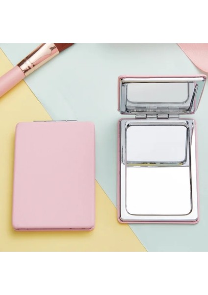 Kare Pembe Taşınabilir Katlanır Ayna Mini Tek Taraflı Yüksek Çözünürlüklü Yan Çift Büyütme Taşınabilir Makyaj Aynası Yuvarlak Çift Taraflı Ayna (Yurt Dışından)
