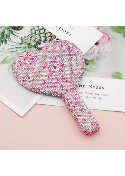 Beyaz Kare Makyaj Aynası Glitter Rhinestone Dekor Kare Yuvarlak Kalp Şeklinde El Ayna Kadın Kızlar Kozmetik El Aynası (Yurt Dışından) indirimleri