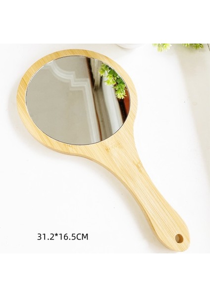 Büyük Saplı Ayna Yeni Küçük Taşınabilir Bambu Makyaj Aynası El Yapımı Saplı Yuvarlak Kozmetik Ayna Tek Saplı Kişisel Makyaj El Aynası (Yurt Dışından)